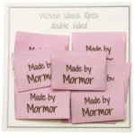 Go Handmade Vævet Label, Dobbeltsidet, Pink, 35 x 19 mm, 10 stk Made by Mormor